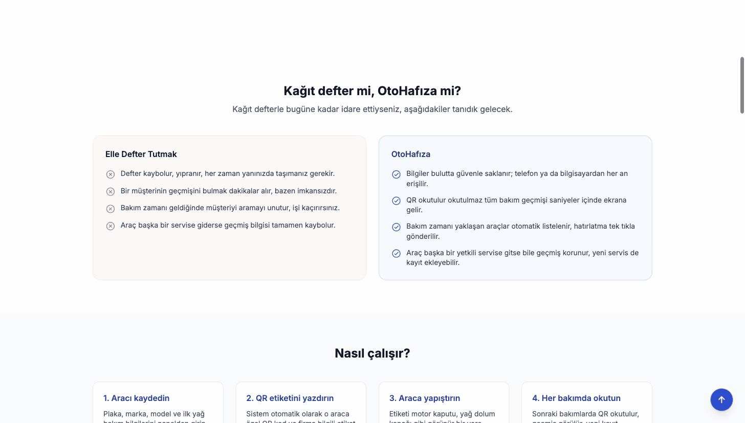 OtoHafıza web sitesinde gezinme animasyonu